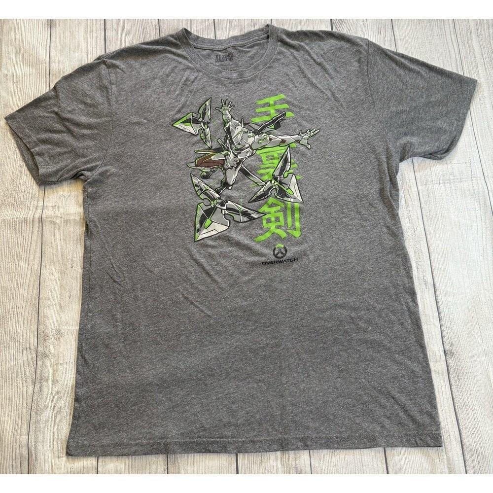 Blizzard Overwatch Genji Graphic T Shirt Video Game Rare Size 2XL Gray Jinx
